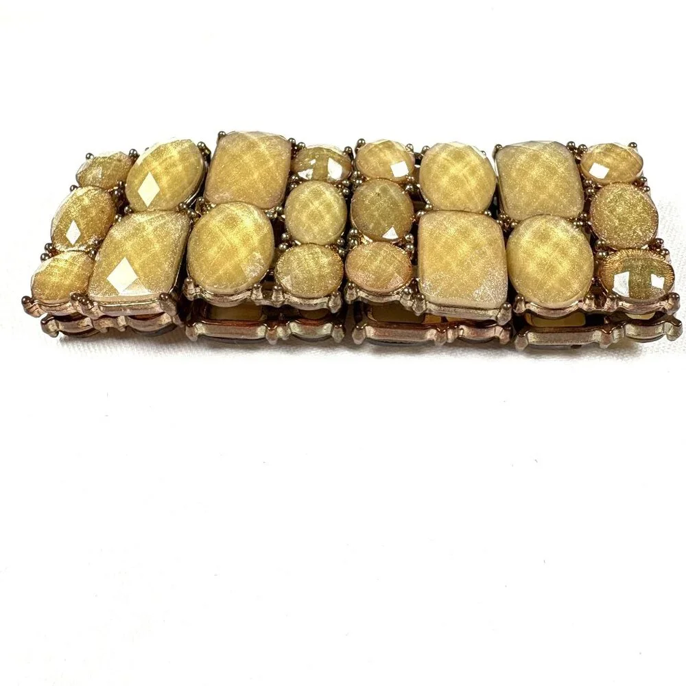 Vintage Yellow Faceted Stretch‎ Bracelet Fashion Costume Jewelry